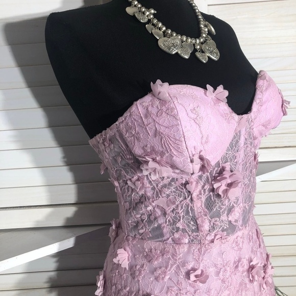 BCBG Max Azria Poppy Gown Pink Lilac Floral Lace Corset Size 6 - Picture 8 of 16
